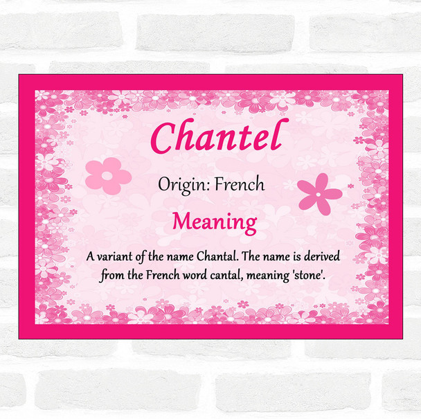 Chantel Name Meaning Pink Certificate