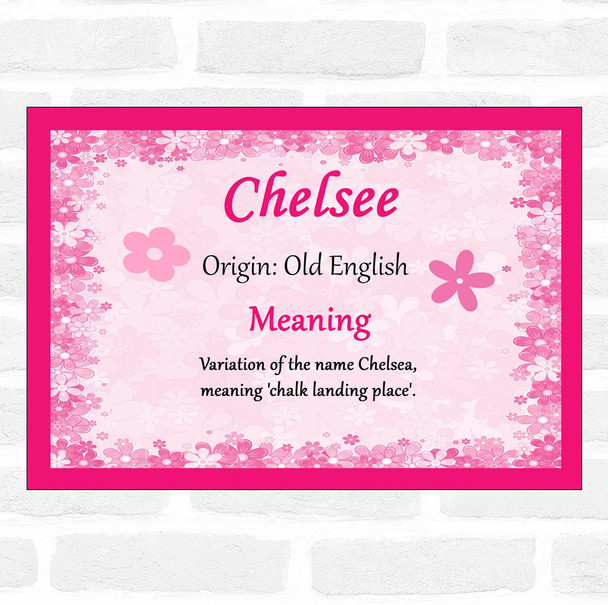 Chelsee Name Meaning Pink Certificate