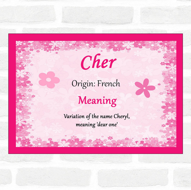 Cher Name Meaning Pink Certificate