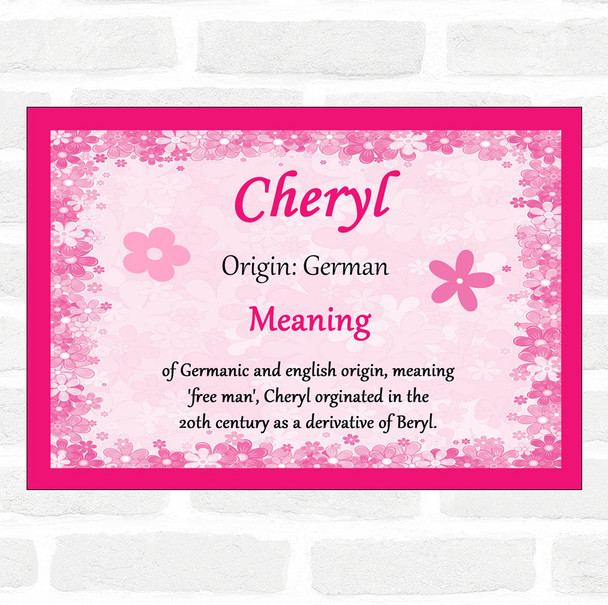 Cheryl Name Meaning Pink Certificate