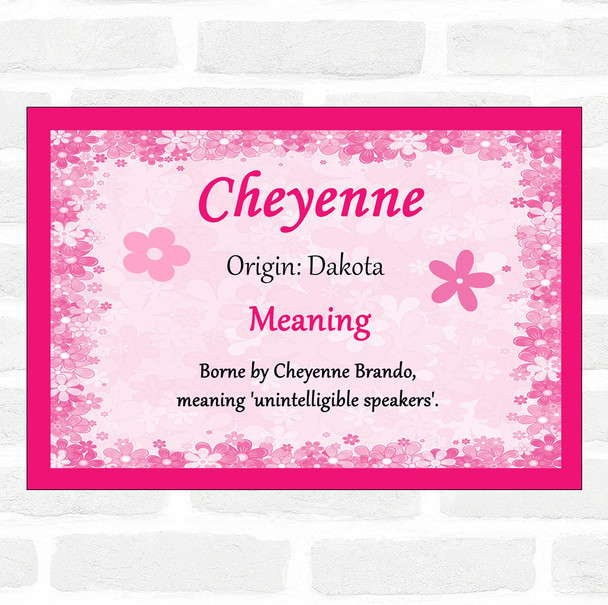 Cheyenne Name Meaning Pink Certificate