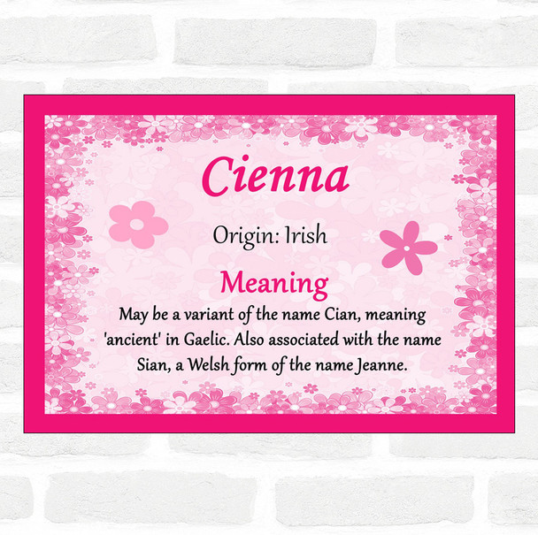 Cienna Name Meaning Pink Certificate