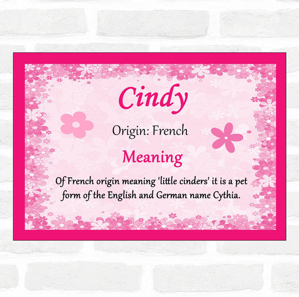 Cindy Name Meaning Pink Certificate
