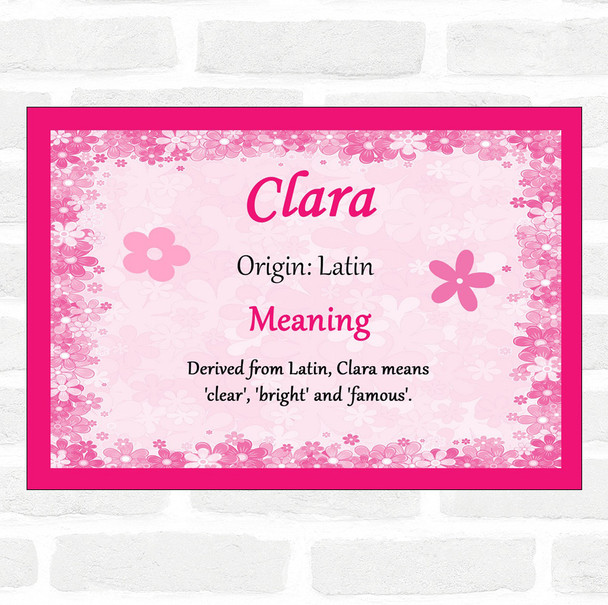 Clara Name Meaning Pink Certificate