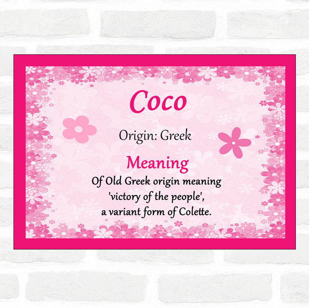 Coco Name Meaning Pink Certificate