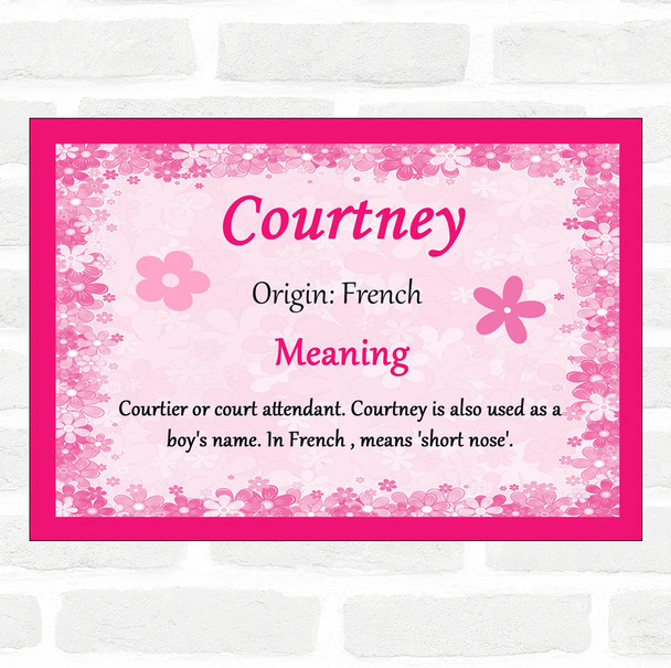 Courtney Name Meaning Pink Certificate