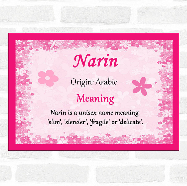 Narin. Name Meaning Pink Certificate