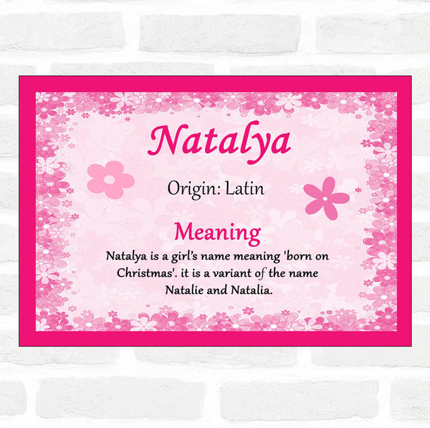 Natalya Name Meaning Pink Certificate
