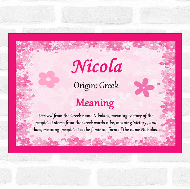 Nicola Name Meaning Pink Certificate