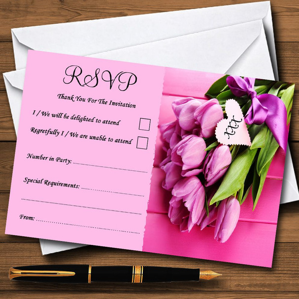 Pink Tulips RSVP Cards