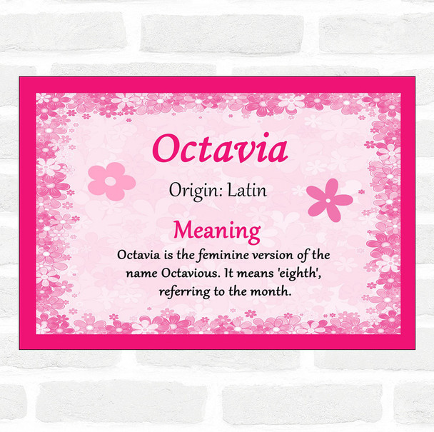 Octavia Name Meaning Pink Certificate