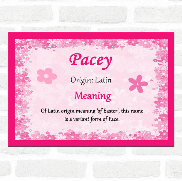 Pacey Name Meaning Pink Certificate