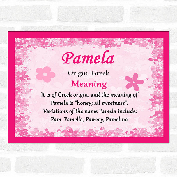 Pamela Name Meaning Pink Certificate