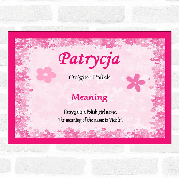 Patrycja Name Meaning Pink Certificate