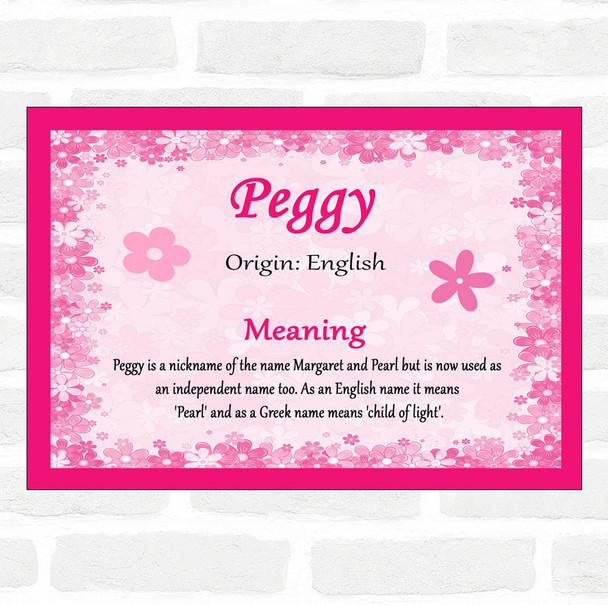 Peggy Name Meaning Pink Certificate