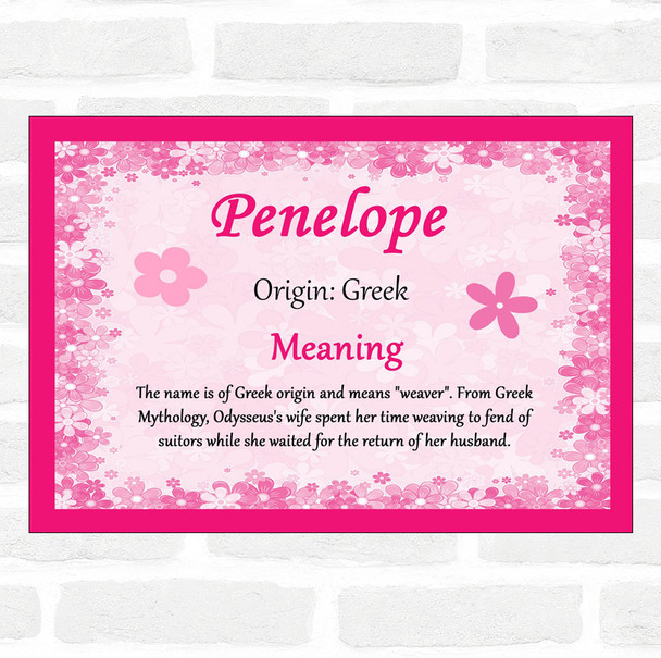 Penelope Name Meaning Pink Certificate