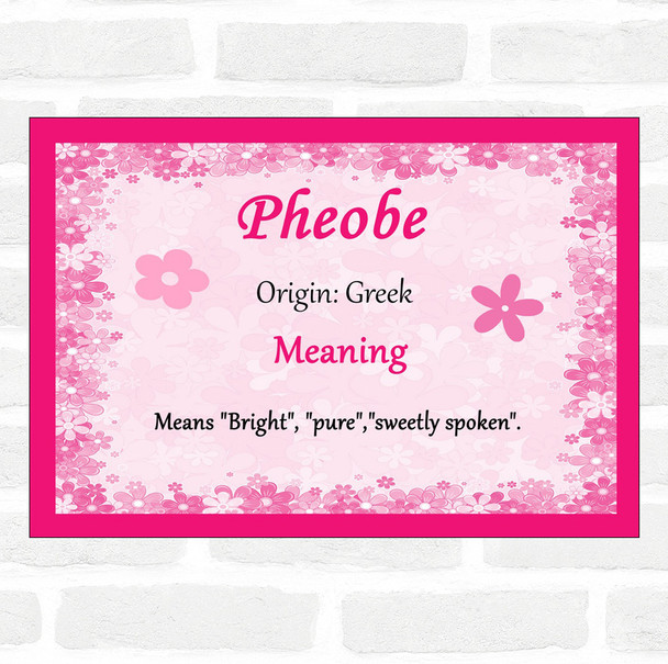 Pheobe Name Meaning Pink Certificate