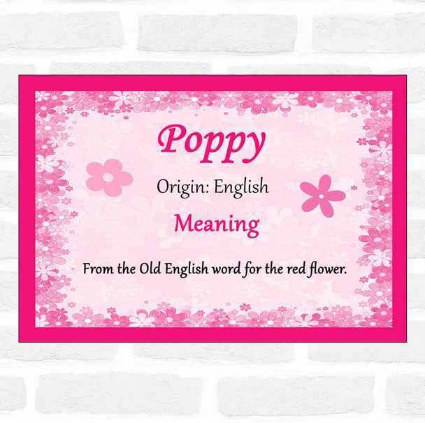 Poppy Name Meaning Pink Certificate