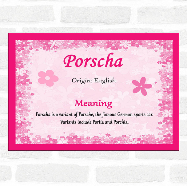 Porscha Name Meaning Pink Certificate