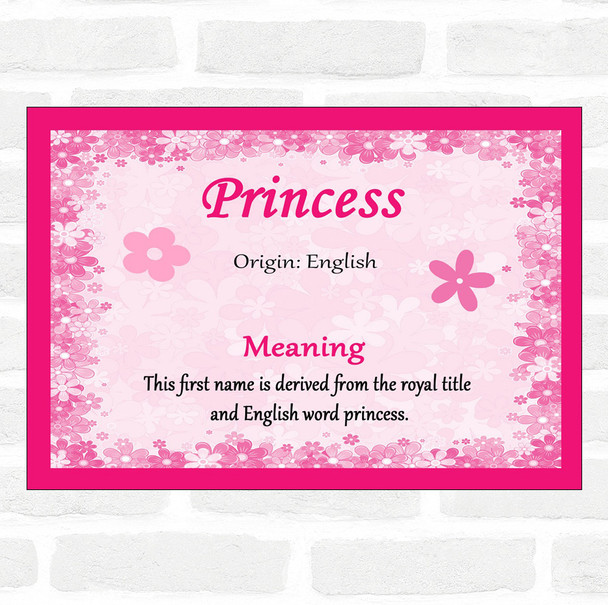 Princess Name Meaning Pink Certificate