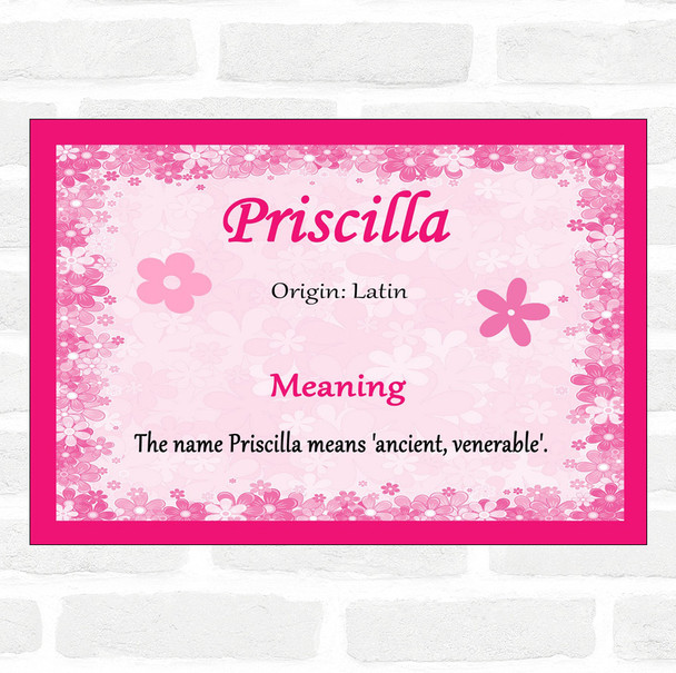 Priscilla Name Meaning Pink Certificate