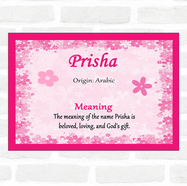 Prisha Name Meaning Pink Certificate