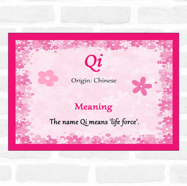 Qi Name Meaning Pink Certificate