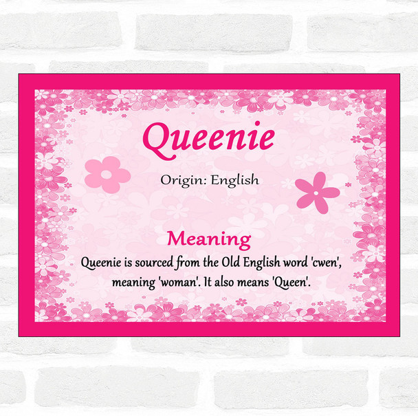 Queenie Name Meaning Pink Certificate