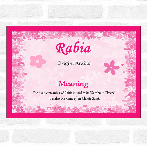 Rabia Name Meaning Pink Certificate