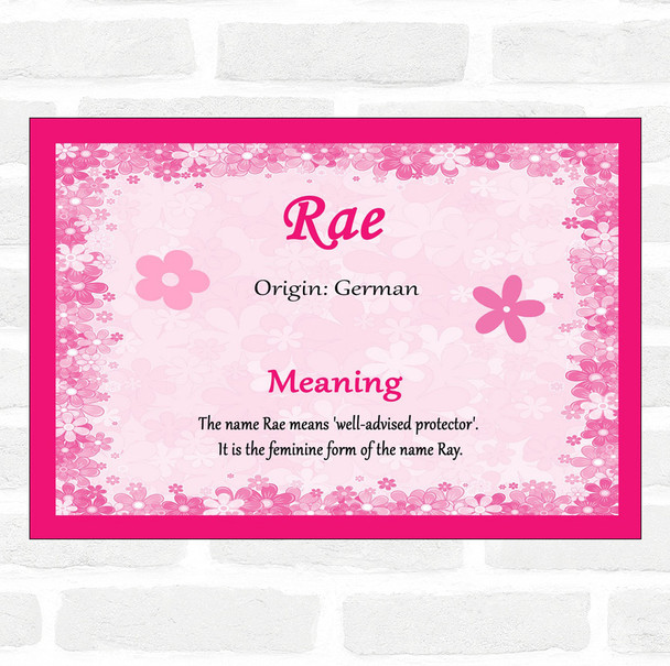 Rae Name Meaning Pink Certificate
