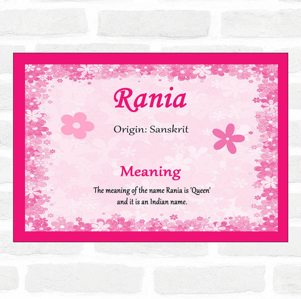 Rania Name Meaning Pink Certificate
