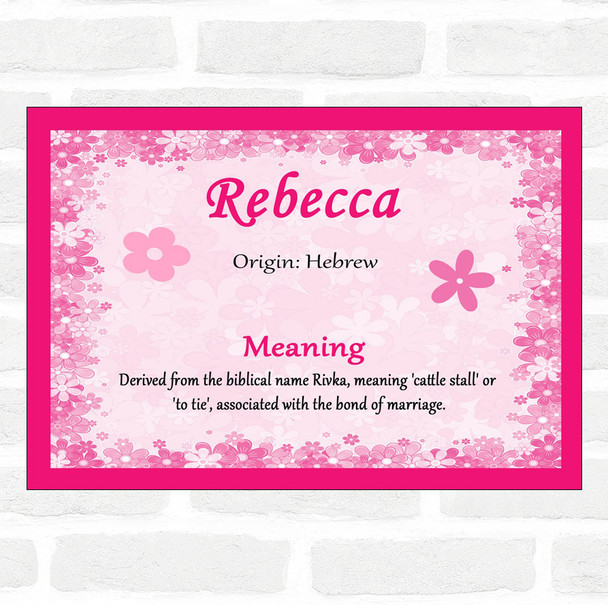 Rebecca Name Meaning Pink Certificate