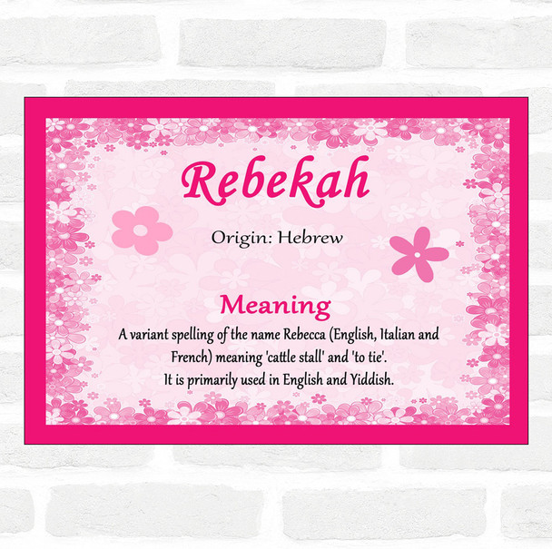 Rebekah Name Meaning Pink Certificate