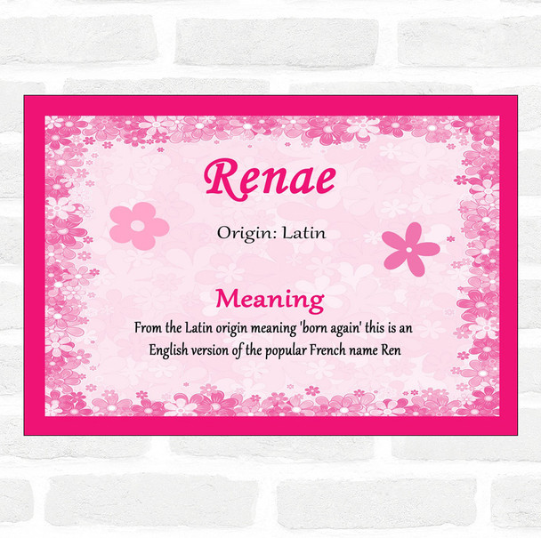 Renae Name Meaning Pink Certificate