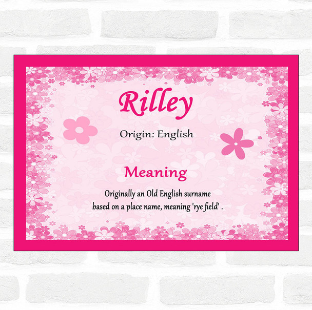 Rilley Name Meaning Pink Certificate