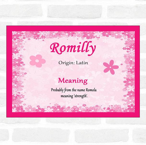 Romilly Name Meaning Pink Certificate