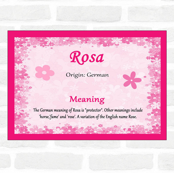 Rosa Name Meaning Pink Certificate