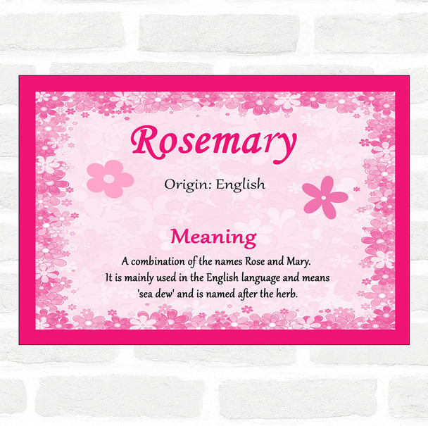 Rosemary Name Meaning Pink Certificate