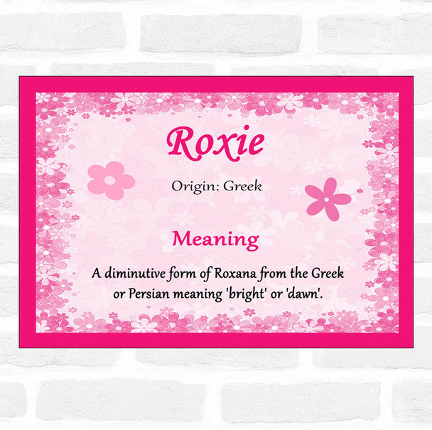 Roxie Name Meaning Pink Certificate