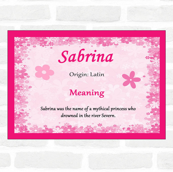 Sabrina Name Meaning Pink Certificate