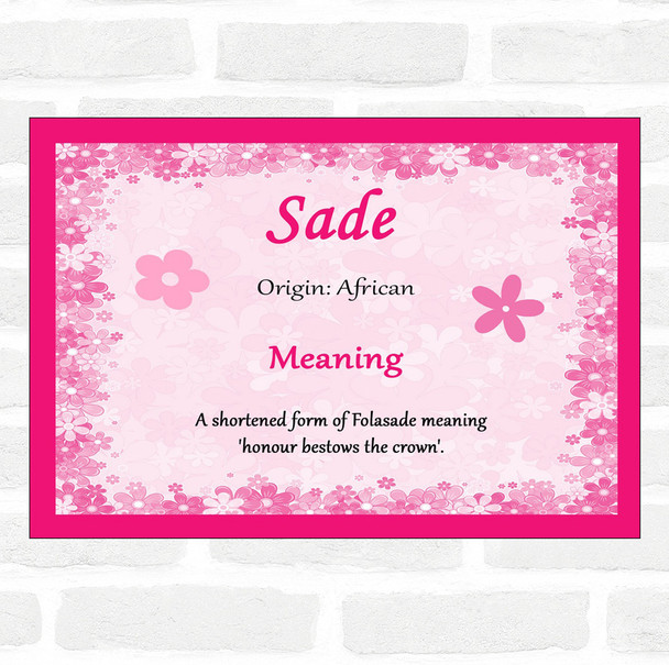 Sade Name Meaning Pink Certificate