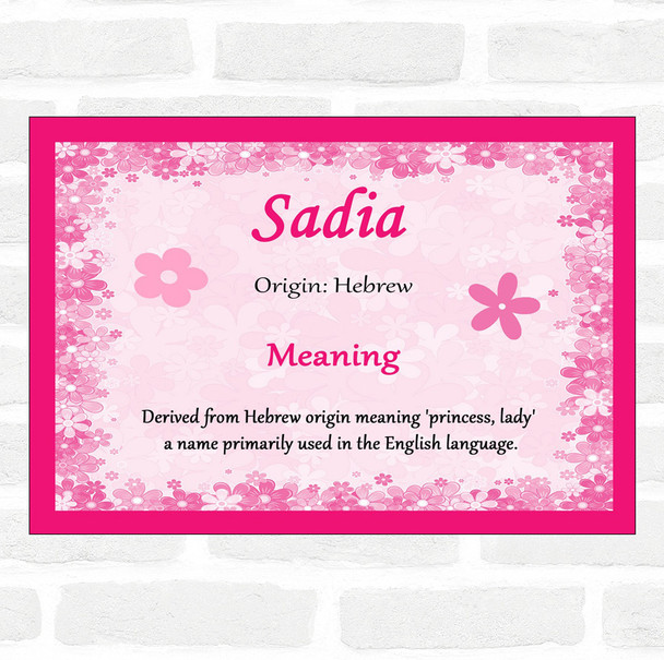Sadia Name Meaning Pink Certificate