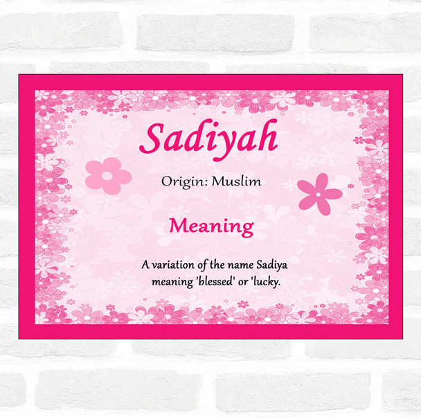 Sadiyah Name Meaning Pink Certificate