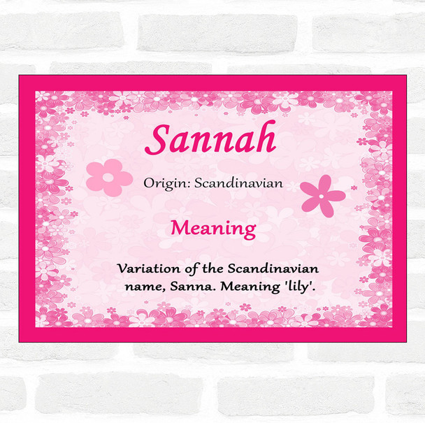 Sannah Name Meaning Pink Certificate