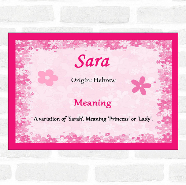 Sara Name Meaning Pink Certificate
