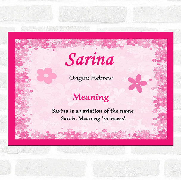 Sarina Name Meaning Pink Certificate