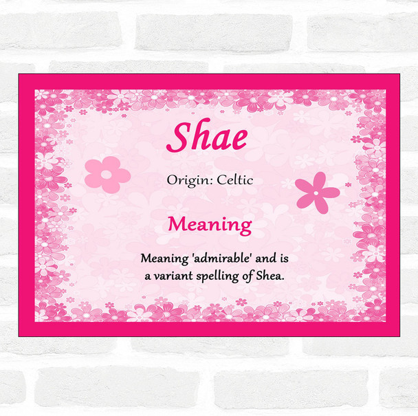 Shae Name Meaning Pink Certificate