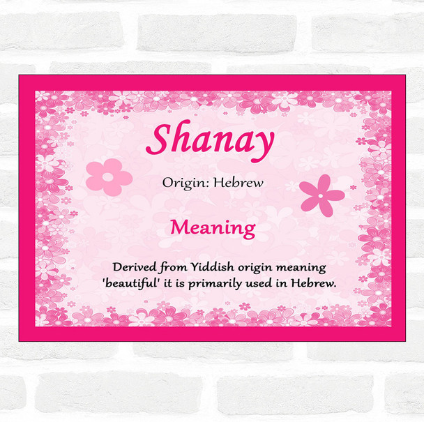 Shanay Name Meaning Pink Certificate