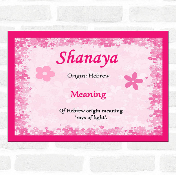Shanaya Name Meaning Pink Certificate