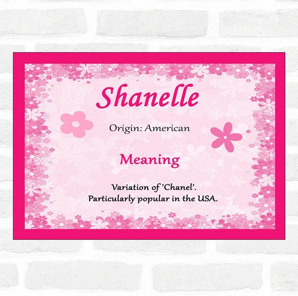 Shanelle Name Meaning Pink Certificate